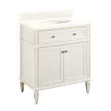 Elmdale 30" Freestanding Mahogany Single Basin Vanity Set with Cabinet, Vanity Top, and Oval Undermount Sink - No Faucet Holes