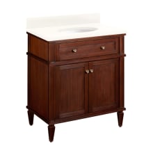 Elmdale 30" Freestanding Mahogany Single Basin Vanity Set with Cabinet, Vanity Top, and Oval Undermount Sink - No Faucet Holes