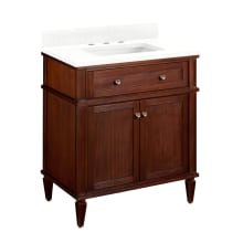 Elmdale 30" Freestanding Mahogany Single Basin Vanity Set with Cabinet, Vanity Top, and Rectangular Undermount Sink - 8" Faucet Holes