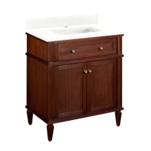 Elmdale 30" Freestanding Mahogany Single Basin Vanity Set with Cabinet, Vanity Top, and Rectangular Undermount Sink - Single Faucet Hole