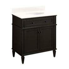 Elmdale 30" Freestanding Mahogany Single Basin Vanity Set with Cabinet, Vanity Top, and Oval Undermount Sink - No Faucet Holes