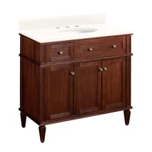 Elmdale 36" Freestanding Mahogany Single Basin Vanity Set with Cabinet, Vanity Top, and Oval Undermount Sink - 8" Faucet Holes