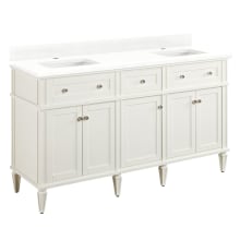 Elmdale 60" Freestanding Mahogany Double Basin Vanity Set with Cabinet, Vanity Top, and Rectangular Undermount Sink - Single Faucet Holes