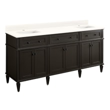 Elmdale 72" Freestanding Mahogany Double Basin Vanity Set with Cabinet, Vanity Top, and Rectangular Undermount Sink - Single Faucet Holes