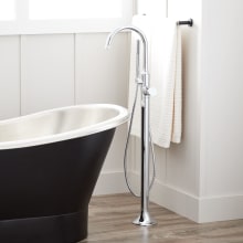 Lentz Floor Mounted Tub Filler Faucet - Includes Knob Handle, Hand Shower, Valve Included