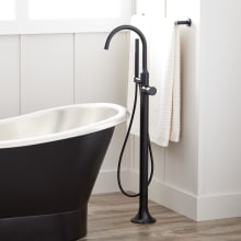 Lentz Floor Mounted Tub Filler Faucet - Includes Knob Handle, Hand Shower, Valve Included