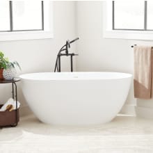 Catino 59" Solid Surface Soaking Freestanding Tub with Integrated Drain and Overflow