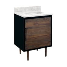 Bivins 24" Freestanding Teak Single Basin Vanity Set with Cabinet, Vanity Top, and Rectangular Undermount Sink - No Faucet Holes