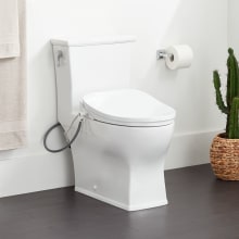Carraway 1.28 GPF One Piece Elongated Chair Height Toilet with Left Hand Lever - Bidet Seat Included