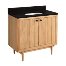 Osa 36" Free Standing Single Vanity Cabinet Set with Teak Cabinet, Vanity Top and Rectangular Undermount Sink - No Faucet Holes