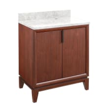 Talyn 30" Free Standing Single Vanity Set with Mahogany Cabinet and Granite Vanity Top - Right Side Faucet Hole (for vessel sink installs)