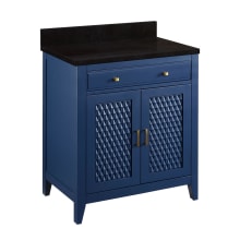 Thorton 30" Free Standing Single Vanity Set with Mahogany Cabinet, Granite Vanity Top - No Faucet Holes