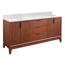 Talyn 72" Freestanding Mahogany Double Basin Vanity Set with Cabinet, Vanity Top, and Oval Undermount Sinks - 8" Faucet Holes