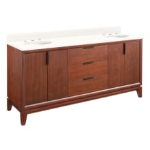 Talyn 72" Freestanding Mahogany Double Basin Vanity Set with Cabinet, Vanity Top, and Oval Undermount Sinks - 8" Faucet Holes