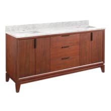 Talyn 72" Freestanding Mahogany Double Basin Vanity Set with Cabinet, Vanity Top, and Rectangular Undermount Sinks - Single Faucet Holes