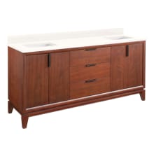 Talyn 72" Freestanding Mahogany Double Basin Vanity Set with Cabinet, Vanity Top, and Rectangular Undermount Sinks - No Faucet Holes