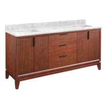 Talyn 72" Free Standing Double Vanity Set with Cabinet, Quartz Vanity Top, and Rectangular Undermount Sinks - No Faucet Holes
