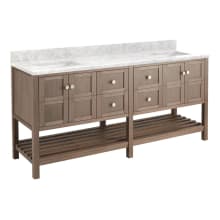 Olsen 72" Double Vanity Set with Cabinet, Quartz Vanity Top, and Rectangular Undermount sinks - 1.5" Faucet Holes