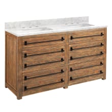 Maysville 60" Free Standing Double Vanity Set with Wood Cabinet, Granite, Marble or Quartz Vanity Top and Rectangular Undermount Porcelain Sink - 8" Faucet Holes
