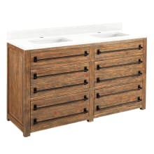 Maysville 60" Free Standing Double Vanity Set with Wood Cabinet, Granite, Marble or Quartz Vanity Top and Rectangular Undermount Porcelain Sink - Single Faucet Hole