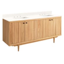 Osa 72" Free Standing Double Vanity Set with Teak Cabinet, Vanity Top, and Rectangular Undermount Vitreous China Sink - 8" Faucet Holes