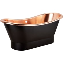 Thaine 70" Copper Soaking Double Slipper, Pedestal Freestanding Tub with Included Drain and Overflow
