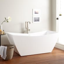 Renlo 67" Acrylic Soaking Freestanding Tub with Integrated Drain and Overflow and Foam Insulation