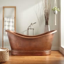 Paige 66" Copper Soaking Freestanding Tub with Integrated Drain and Overflow