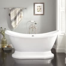 Rosalind 69" Acrylic Soaking Pedestal Tub with Included Overflow Drain and Rolled Rim