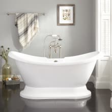 Rosalind 69" Acrylic Soaking Pedestal Tub with Included Overflow Drain and Tap Deck