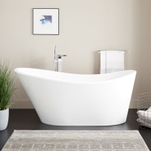 Saunders 71" Acrylic Soaking Freestanding Tub with Integrated Drain and Overflow and Foam Insulation