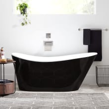 Saunders 67" Black Acrylic Soaking Tub with Integrated Overflow and Drain and Foam Insulation