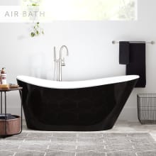 Saunders 71" Black Acrylic Soaking Tub with Integrated Overflow and Drain and Foam Insulation