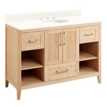 Burfield 48" Freestanding Single Basin Vanity Set with Bamboo Cabinet, Vanity Top, and Oval Undermount Sink - 8" Faucet Holes