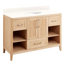 Burfield 48" Freestanding Single Basin Vanity Set with Bamboo Cabinet, Vanity Top, and Oval Undermount Sink - No Faucet Holes