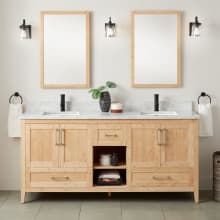 Burfield 72" Freestanding Double Basin Vanity Set with Bamboo Cabinet, Vanity Top, and Rectangular Undermount Sinks - Single Faucet Holes