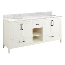 Burfield 72" Freestanding Double Basin Vanity Set with Cabinet, Vanity Top, and Oval Undermount Sinks - 8" Faucet Holes
