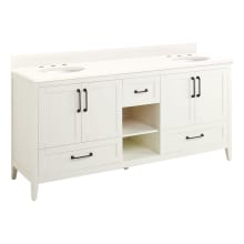 Burfield 72" Freestanding Double Basin Vanity Set with Cabinet, Vanity Top, and Oval Undermount Sinks - 8" Faucet Holes