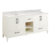 Burfield 72" Freestanding Double Basin Vanity Set with Cabinet, Vanity Top, and Rectangular Undermount Sinks - Single Faucet Holes