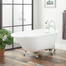 Miya 54" Cast Iron Soaking Clawfoot Tub with Included Overflow Drain, Rolled Rim, and 3-3/8" Wall Holes