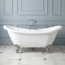 Rosalind 69" Acrylic Soaking Clawfoot Tub with Included Overflow Drain, Imperial Feet and Tap Deck