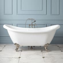 Rosalind 69" Acrylic Soaking Clawfoot Tub with Included Overflow Drain, Imperial Feet and Rolled Rim