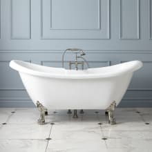 Rosalind 69" Acrylic Soaking Clawfoot Tub with Included Overflow Drain, Lion Paw Feet and Tap Deck