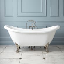 Rosalind 69" Acrylic Soaking Clawfoot Tub with Included Overflow Drain, Lion Paw Feet and Rolled Rim