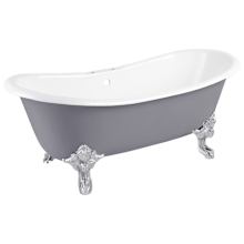 Lena 72" Rolled Rim Cast Iron Soaking Clawfoot Tub with Included Overflow Drain