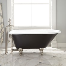 Miya 54" Black Cast Iron Soaking Clawfoot Tub with Included Overflow Drain and Tap Deck