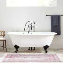 Sanford 60" Cast Iron Soaking Clawfoot Tub with Included Overflow Drain and Rolled Rim