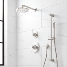 Lentz Pressure Balanced Shower System with Shower Head, Hand Shower, Slide Bar, Shower Arm, Hose, and Valve Trim - Rough In Included