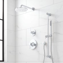 Lentz Pressure Balanced Shower System with Shower Head, Hand Shower, Slide Bar, Shower Arm, Hose, and Valve Trim - Rough In Included