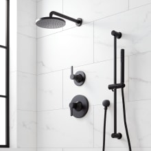 Lentz Pressure Balanced Shower System with Shower Head, Hand Shower, Slide Bar, Shower Arm, Hose, and Valve Trim - Rough In Included